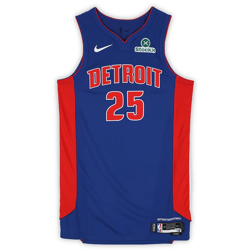 Maillot Nike bleu n° 25 porté par Marcus Sasser (Detroit Pistons) lors de la saison NBA 2025-2026 - Taille 46+6