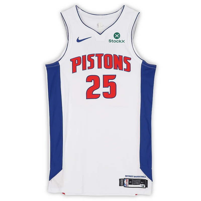 Marcus Sasser Detroit Pistons Game-Used #25 White Nike Jersey vs. Milwaukee Bucks on April 8 and vs. Indiana Pacers on April 12, 2026 - Size 46+6