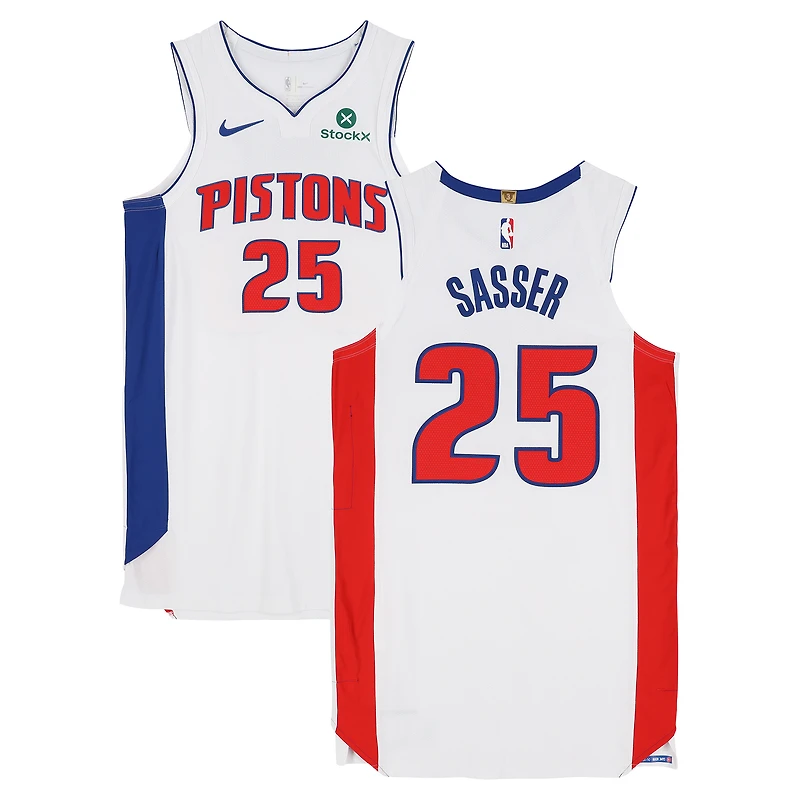 Maillot blanc Nike n° 25 porté par Marcus Sasser (Detroit Pistons) lors du match contre le Orlando Magic le 22 avril 2026 - Taille 46+6