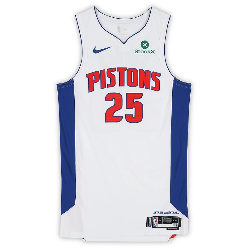 Maillot blanc Nike n° 25 porté par Marcus Sasser (Detroit Pistons) lors de la saison NBA 2025-2026 - Taille 46+4