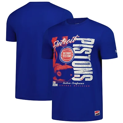 Men's New Era  Blue Detroit Pistons Distressed Throwback Vintage Color Pack T-Shirt