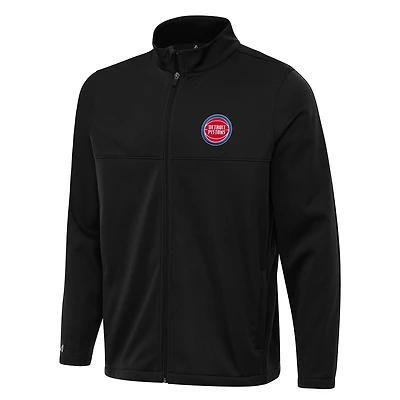 Veste de golf zippée intégrale Antigua Black Detroit Pistons Links 2 pour homme