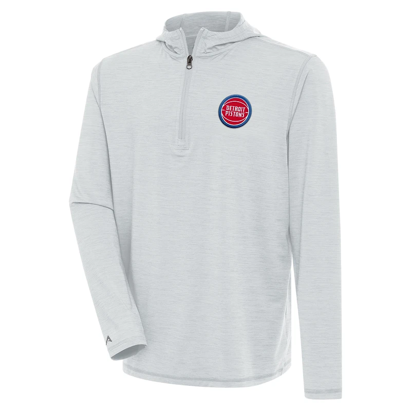 Pull léger à fermeture éclair quart de tour Antigua Heather Grey Detroit Pistons pour homme
