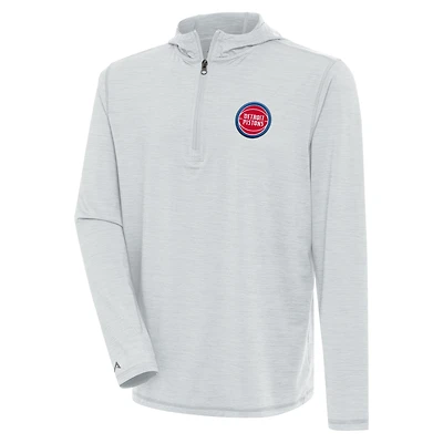 Pull léger à fermeture éclair quart de tour Antigua Heather Grey Detroit Pistons pour homme
