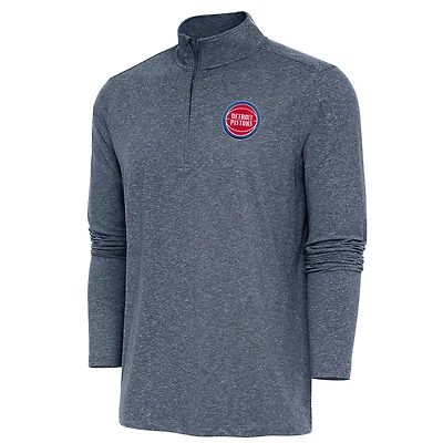 Pull à col rond et fermeture éclair quart de tour Antigua Heather Navy des Detroit Pistons pour homme
