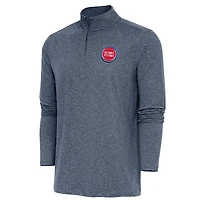Pull à col rond et fermeture éclair quart de tour Antigua Heather Navy des Detroit Pistons pour homme