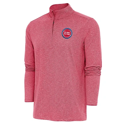 Pull à col rond et fermeture éclair Hunk des Detroit Pistons pour homme, rouge chiné, Antigua