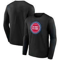 Men's  Red Detroit Pistons Primary Logo Long Sleeve T-Shirt