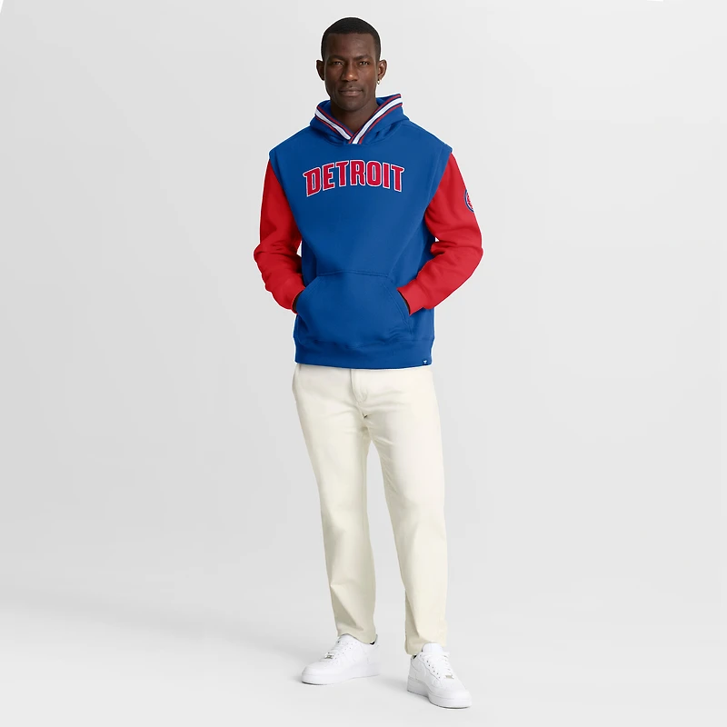 Men's Fanatics Blue/Red Detroit Pistons Half Court Shot Clock Fastbreak Hoodie
