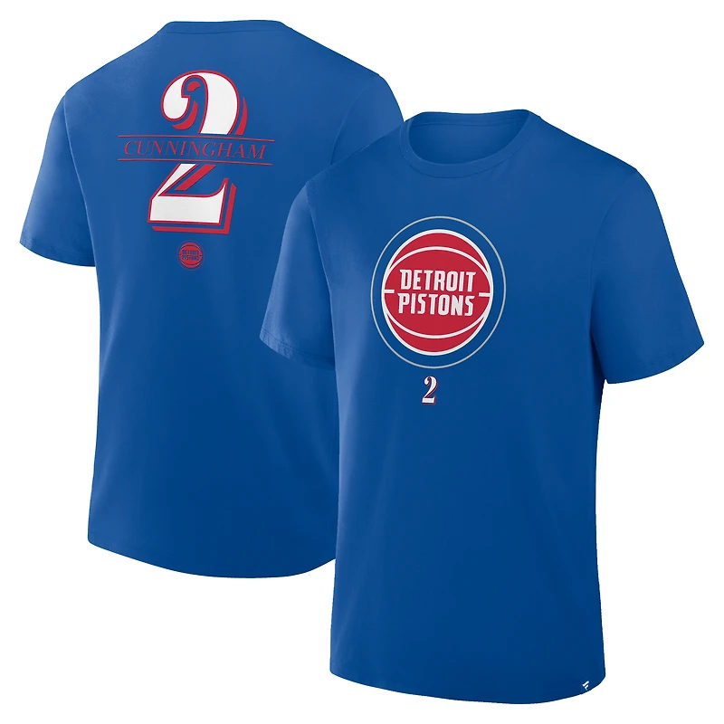 T-shirt homme Fanatics Cade Cunningham bleu Detroit Pistons « In The Paint » avec nom et numéro