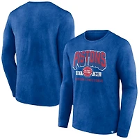 T-shirt à manches longues Fanatics Heather Royal Detroit Pistons Front Court Press Snow Wash pour hommes