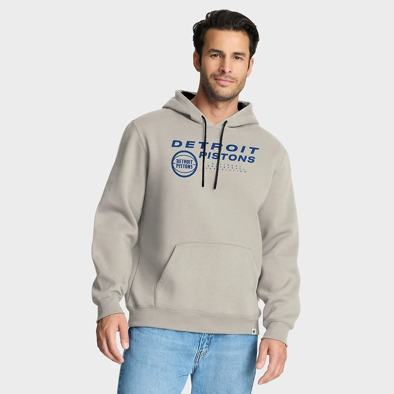 Men's Fanatics Off White Detroit Pistons Crossover Collection Blocked Shot Premium Pullover Hoodie