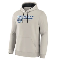 Men's Fanatics Off White Detroit Pistons Crossover Collection Blocked Shot Premium Pullover Hoodie