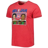 T-shirt à trois mélanges NBA Jam Homage Cade Cunningham & Jaden Ivey Red Detroit Pistons pour homme