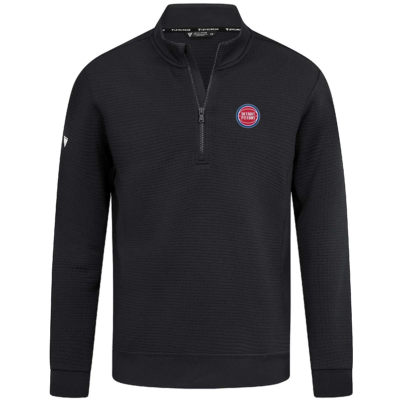 Pull à fermeture éclair quart de tour Accolade Cushion noir pour homme des Detroit Pistons Levelwear