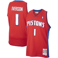Men's Mitchell & Ness Allen Iverson Red Detroit Pistons  2008/09 Hardwood Classics Swingman Jersey