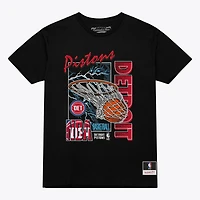 Men's Mitchell & Ness  Black Detroit Pistons Lightning Swish T-Shirt
