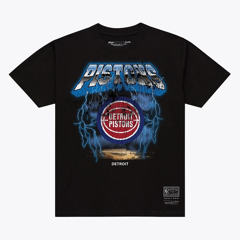 T-shirt noir Mitchell & Ness Detroit Pistons Lightning pour homme