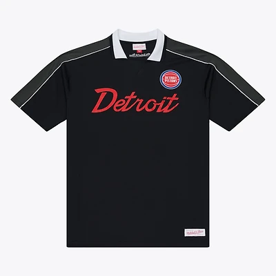 Men's Mitchell & Ness  Black Detroit Pistons Polo Jersey