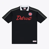 Men's Mitchell & Ness  Black Detroit Pistons Polo Jersey