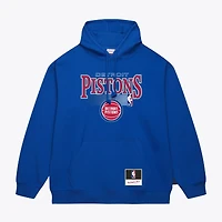 Men's Mitchell & Ness Blue Detroit Pistons Team Name Stack Logo Hoodie