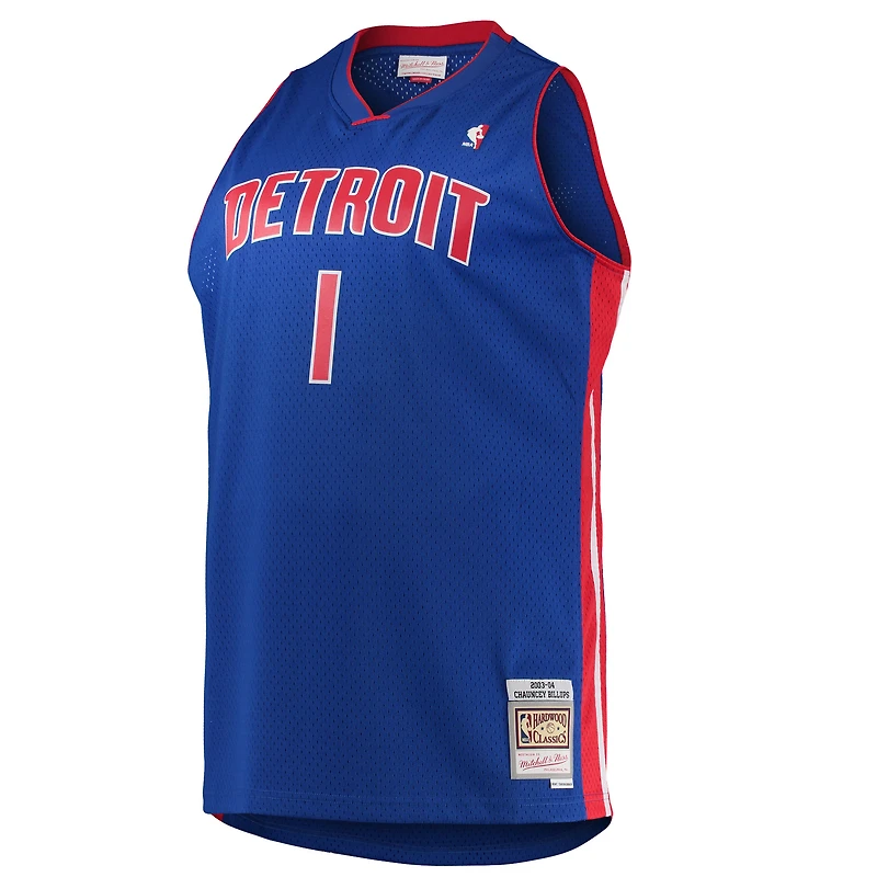 Maillot Swingman Mitchell & Ness Chauncey Billups Detroit Pistons bleu 2003/04 Big Tall Hardwood Classics pour hommes