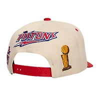Men's Mitchell & Ness Cream/Red Detroit Pistons 3x NBA Champions Soul Legacy Defined Snapback Hat