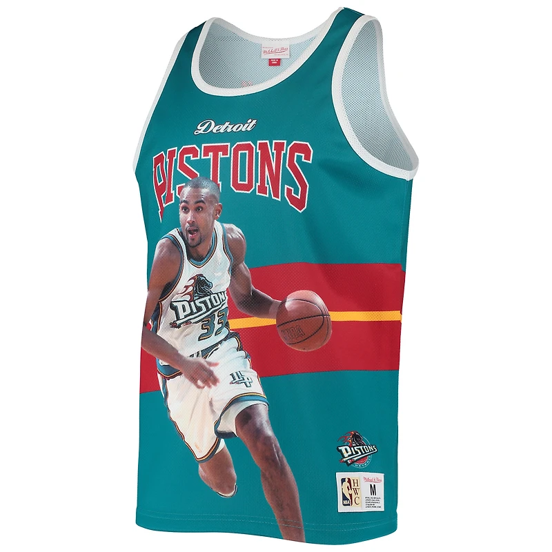 Débardeur de joueur Mitchell & Ness Grant Hill sarcelle Detroit Pistons Hardwood Classics pour hommes