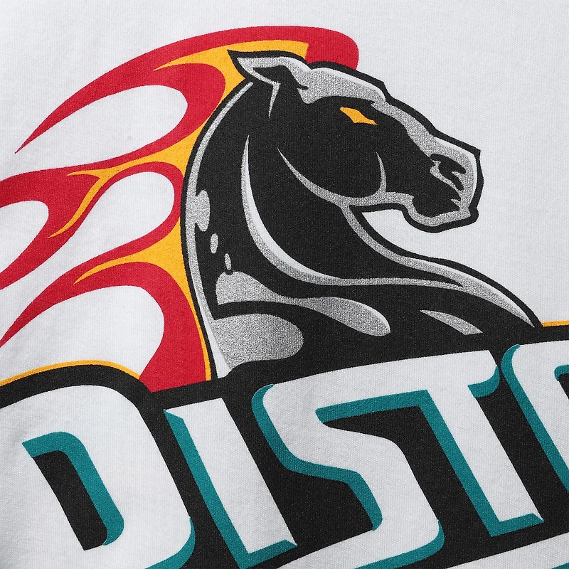 Men's Mitchell & Ness Grant Hill White Detroit Pistons Hardwood Classics Stitch Name Number T-Shirt