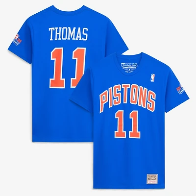 T-shirt Mitchell & Ness Isiah Thomas bleu Detroit Pistons Hardwood Classics pour homme, avec nom et numéro brodés