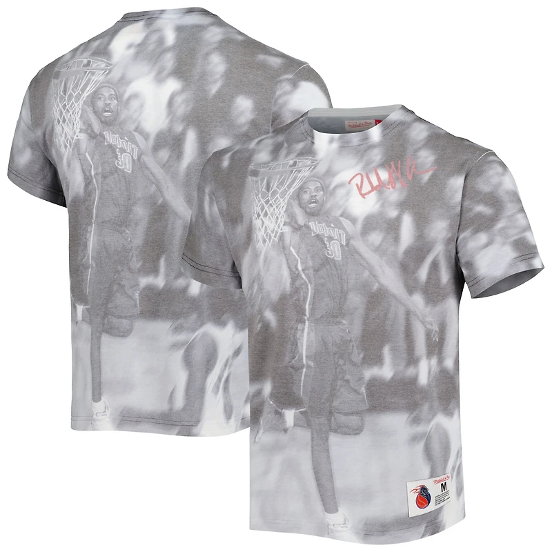 T-shirt Detroit Pistons Above The Rim Mitchell & Ness pour homme Rasheed Wallace gris chiné