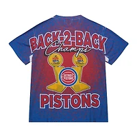 Men's Mitchell & Ness Red Detroit Pistons Hardwood Classics 1989-90 Back-to-Back NBA Champions Champ City T-Shirt