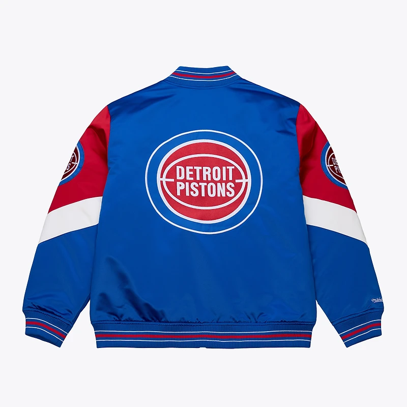 Veste en satin épais zippée Mitchell & Ness Royal Detroit Pistons pour homme