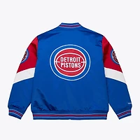 Veste en satin épais zippée Mitchell & Ness Royal Detroit Pistons pour homme