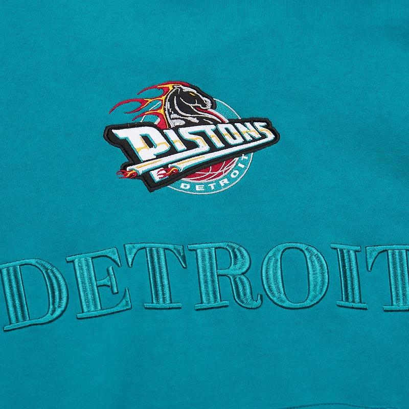 Men's Mitchell & Ness  Teal Detroit Pistons Hardwood Classics Team OG 3.0 Pullover Hoodie