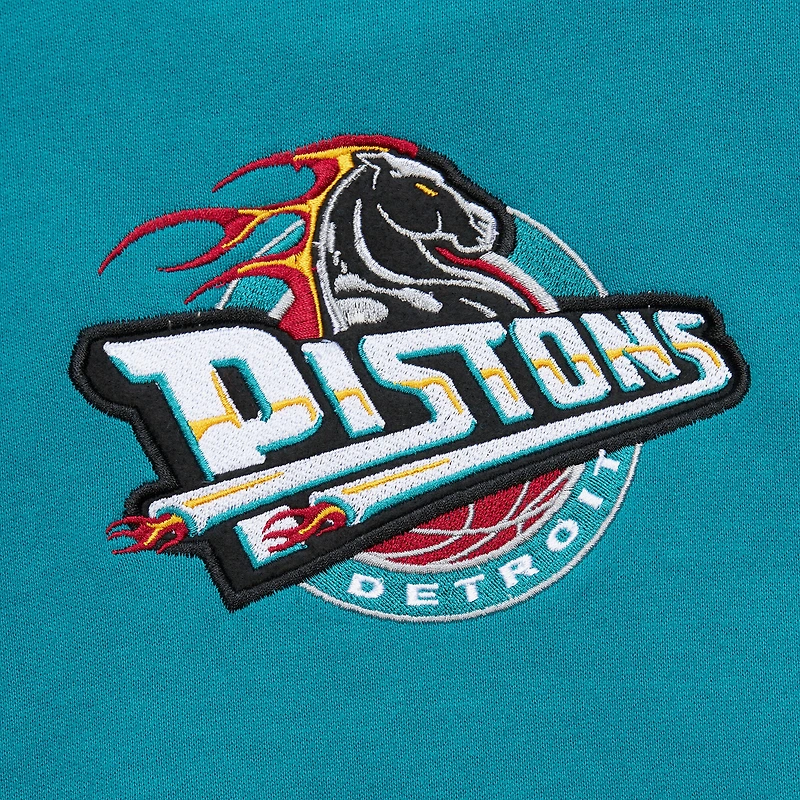 Men's Mitchell & Ness  Teal Detroit Pistons Hardwood Classics Team OG 3.0 Pullover Hoodie