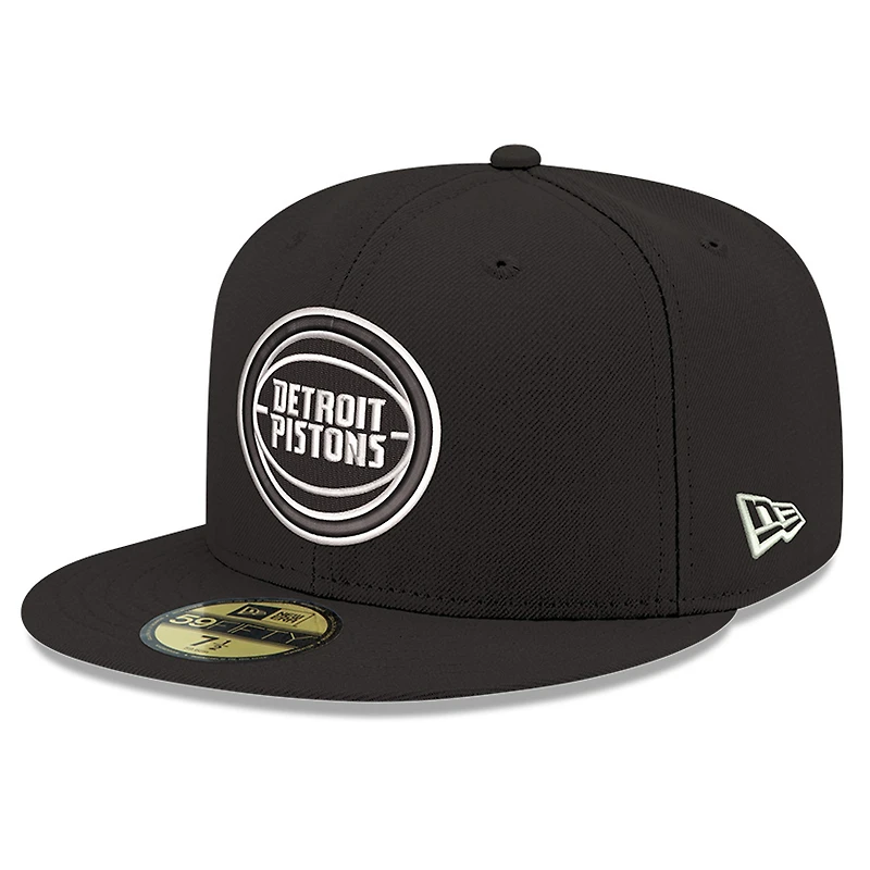 Men's New Era Black/White Detroit Pistons 59FIFTY Fitted Hat