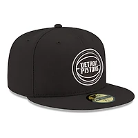 Men's New Era Black/White Detroit Pistons 59FIFTY Fitted Hat