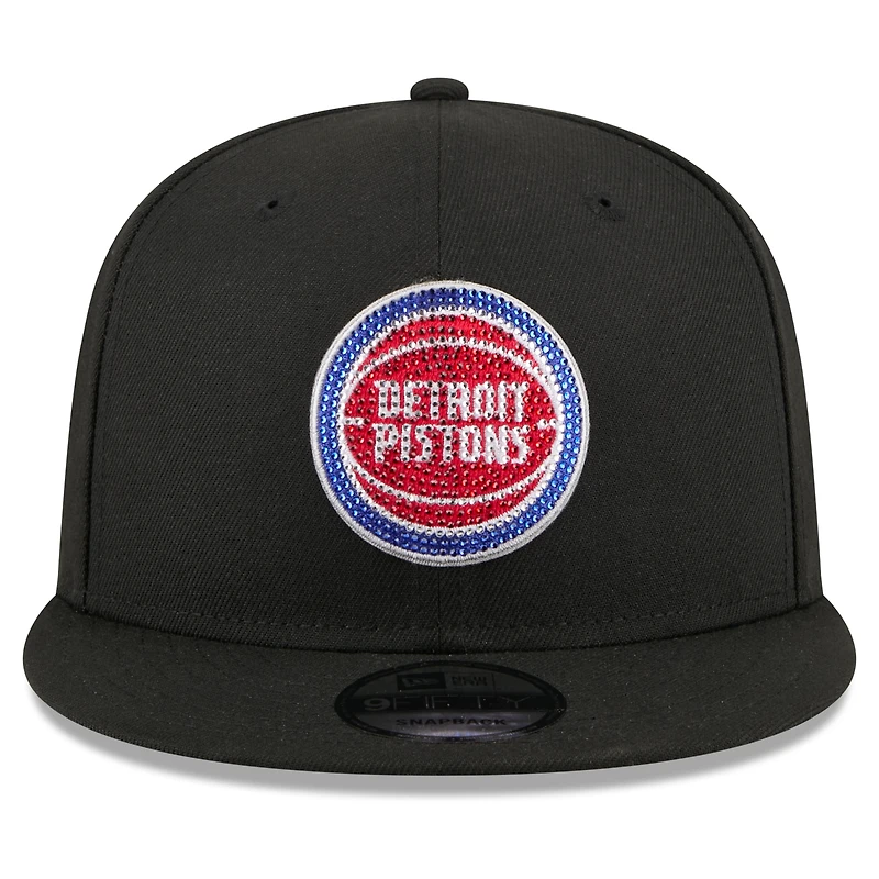 Men's New Era Black Detroit Pistons 2026 NBA Draft Crystal 9FIFTY Snapback Hat