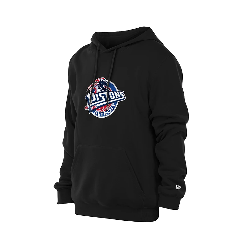 Men's New Era Black Detroit Pistons Front Back Logo Hoodie