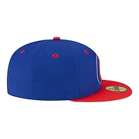 Casquette ajustée New Era 59FIFTY pour homme, bleue et rouge, Detroit Pistons, style années 80.
