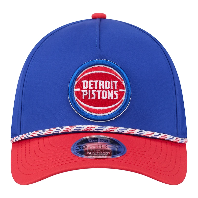 Men's New Era  Blue/Red Detroit Pistons Rope Two-Tone M-Crown A-Frame 39THIRTY Flex Hat