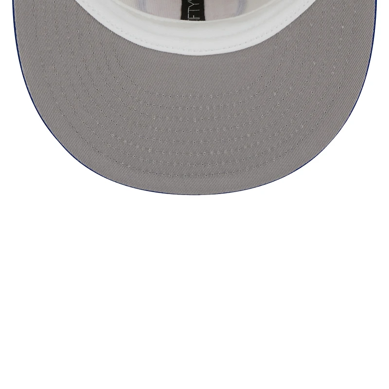 Men's New Era Cream/Blue Detroit Pistons Piping 2-Tone 59FIFTY Fitted Hat