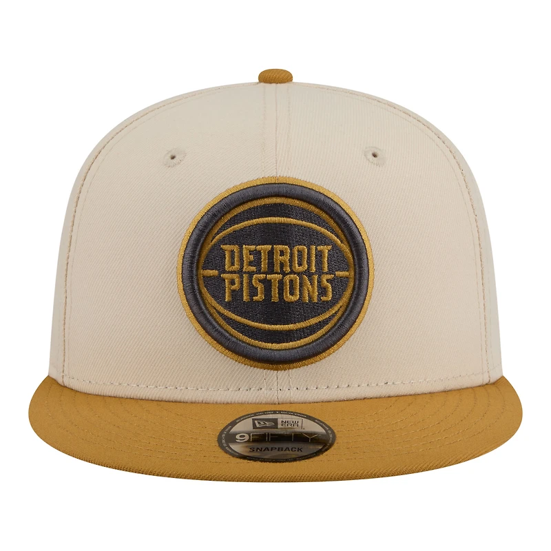 Men's New Era  Cream/Tan Detroit Pistons Two-Tone Color Pack 9FIFTY Snapback Hat