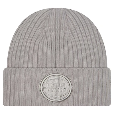 Men's New Era Gray Detroit Pistons Color Pack Cuffed Knit Hat