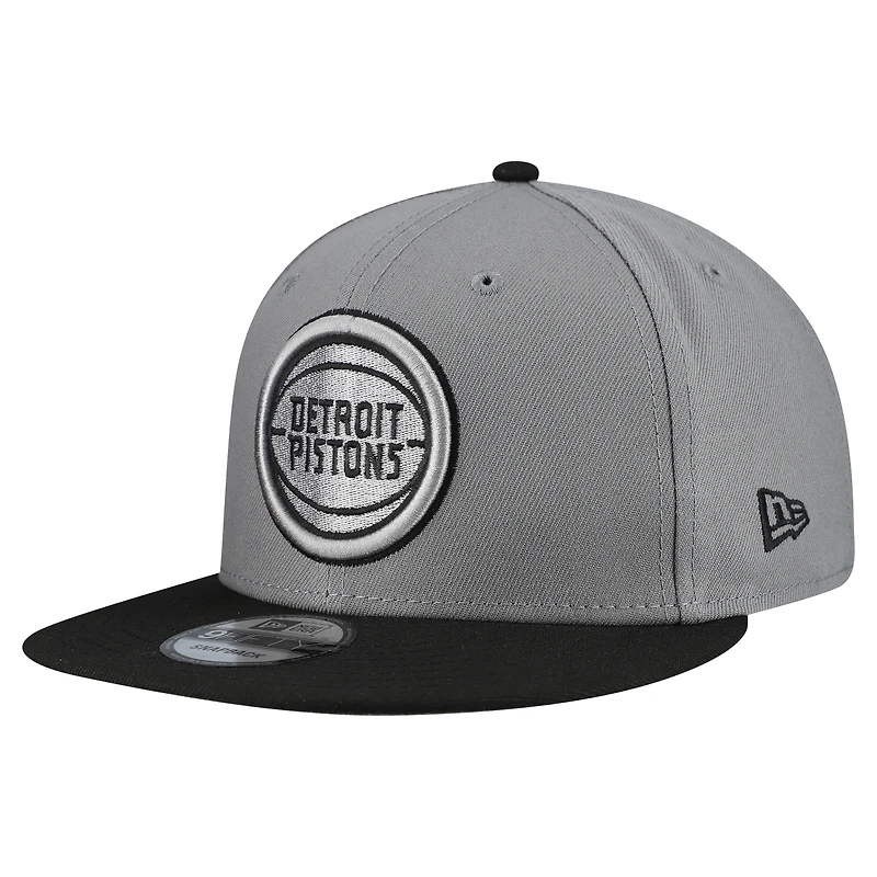 Men's New Era  Gray Detroit Pistons Core Logo Storm Gray Two-Tone 9FIFTY Snapback Hat