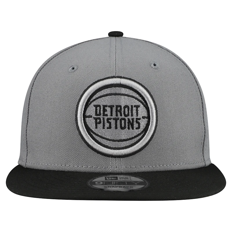 Men's New Era  Gray Detroit Pistons Core Logo Storm Gray Two-Tone 9FIFTY Snapback Hat