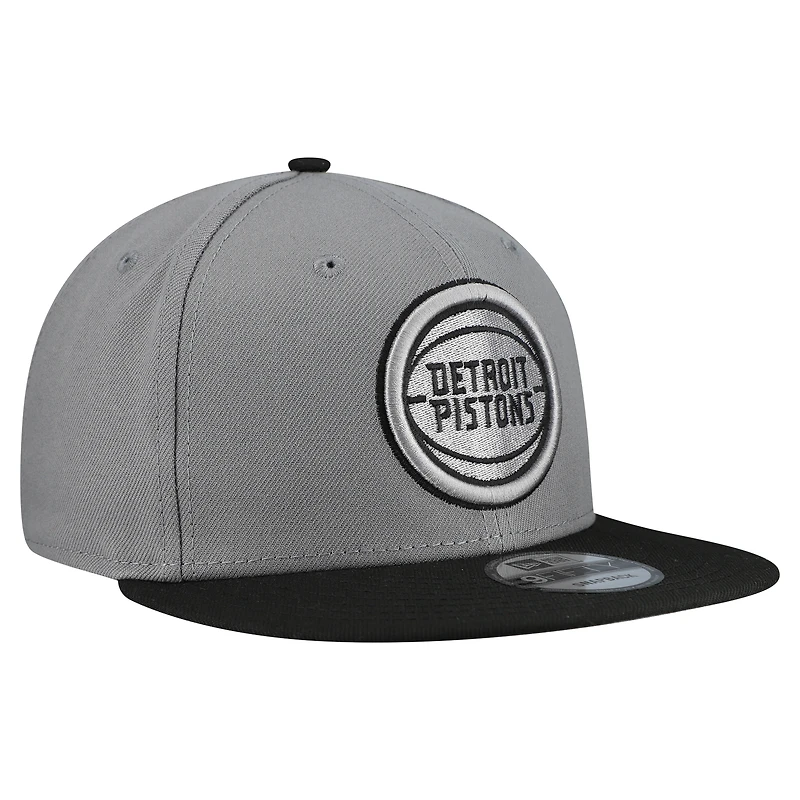 Men's New Era  Gray Detroit Pistons Core Logo Storm Gray Two-Tone 9FIFTY Snapback Hat