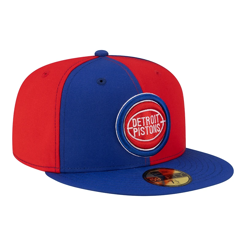 Men's New Era Red/Blue Detroit Pistons 80s Throwback Pinwheel 59FIFTY Fitted Hat