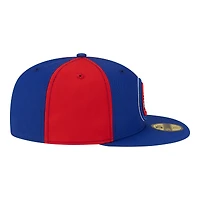 Men's New Era  Red/Blue Detroit Pistons 80s Throwback Pinwheel 59FIFTY Fitted Hat